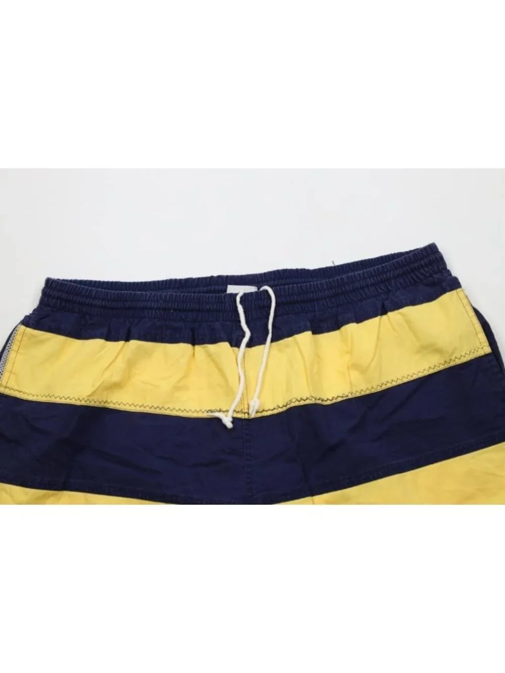 Vtg 90s Streetwear Mens 2XL Faded Striped Color Block Lined Above Knee Shorts